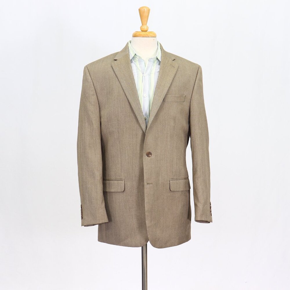 Chaps 42L Brown Blazer Sport Coat Jacket 2-Button Solid Y694